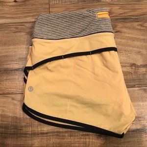 Pale yellow Lululemon Speed Out shorts size 8